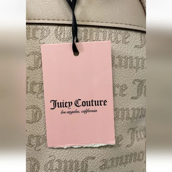 Bnwt Juicy Couture Tan Mini Backpack with Heart Clasp and Monogram Design - Picture 3 of 15